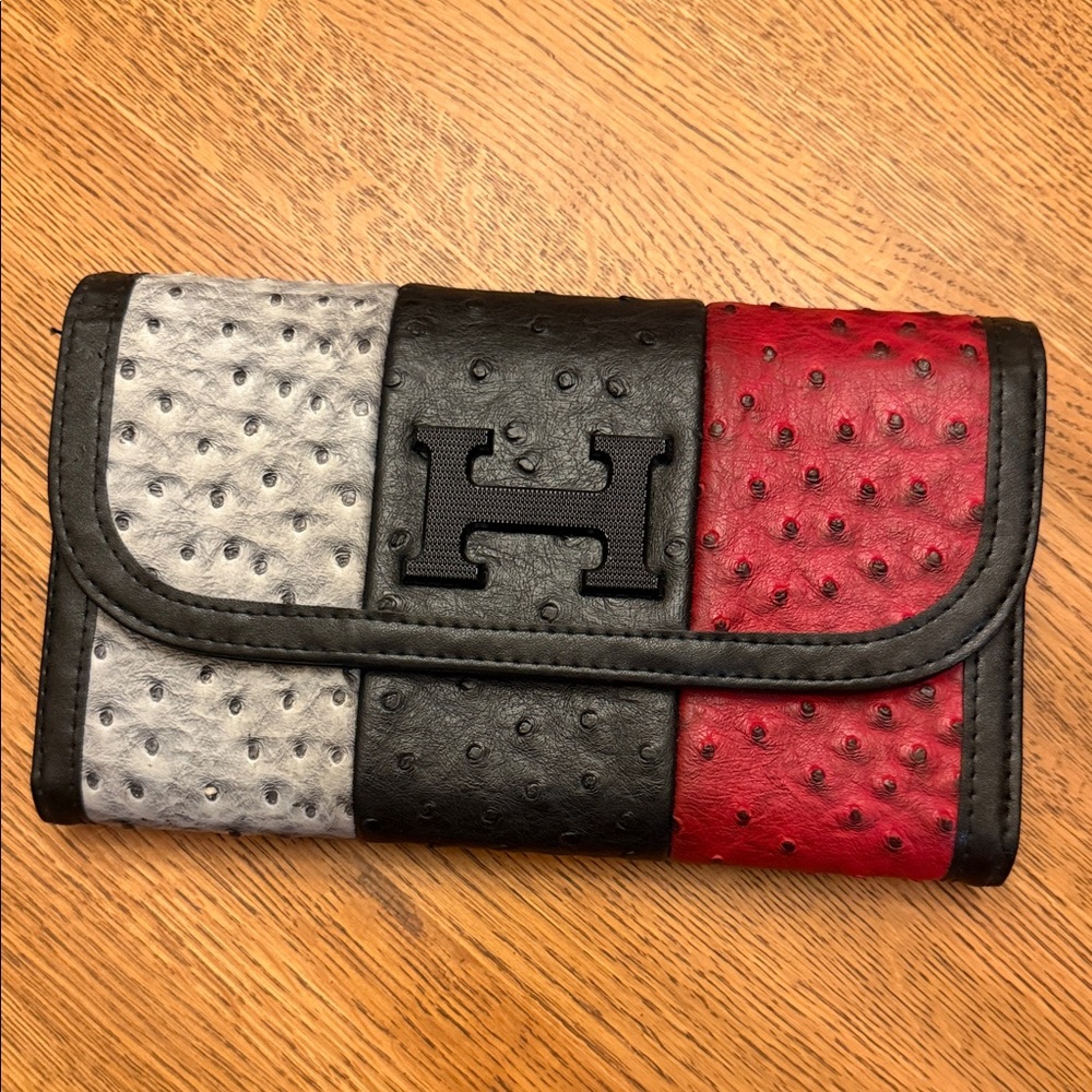 Tricolor Ostrich Embossed Wallet
